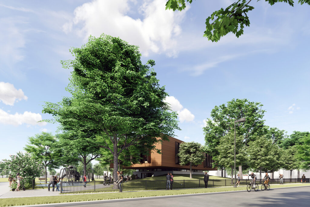 Field Center during the day from across Berkshire