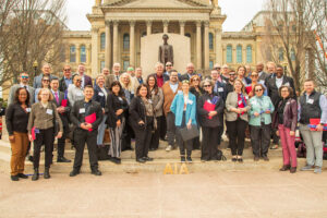 AIA IL group on the steps of the Illinois State Capitol for Prairie Grassroots