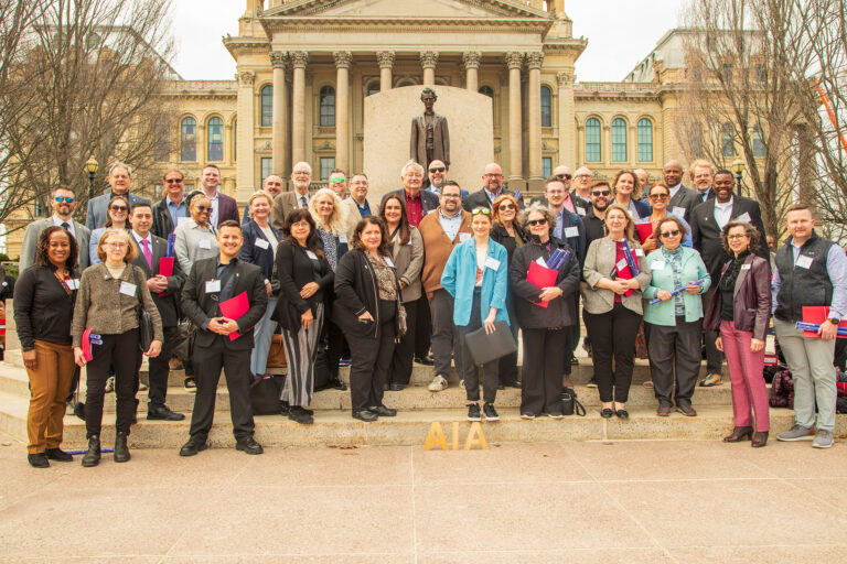 AIA IL group on the steps of the Illinois State Capitol for Prairie Grassroots